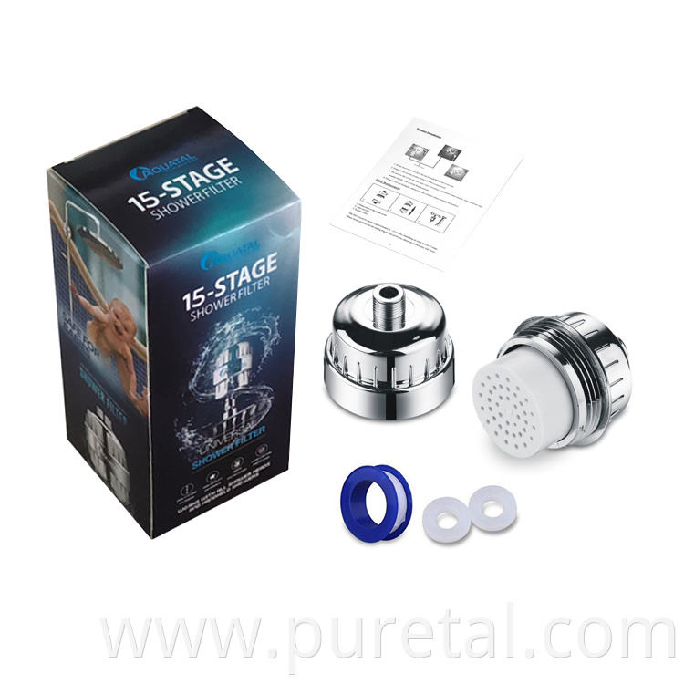 15 Stage Shower Water Filter with Carbon KDF for Hard Water